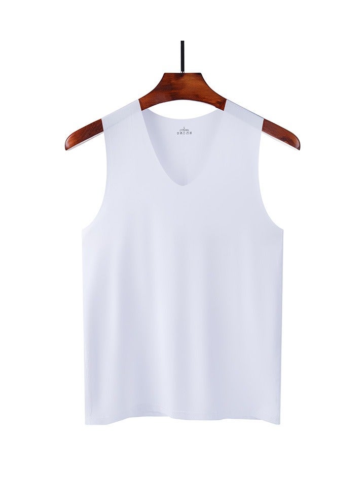 KUYING Summer Men's Solid Color Large V-neck Lloose Casual Sports Vest