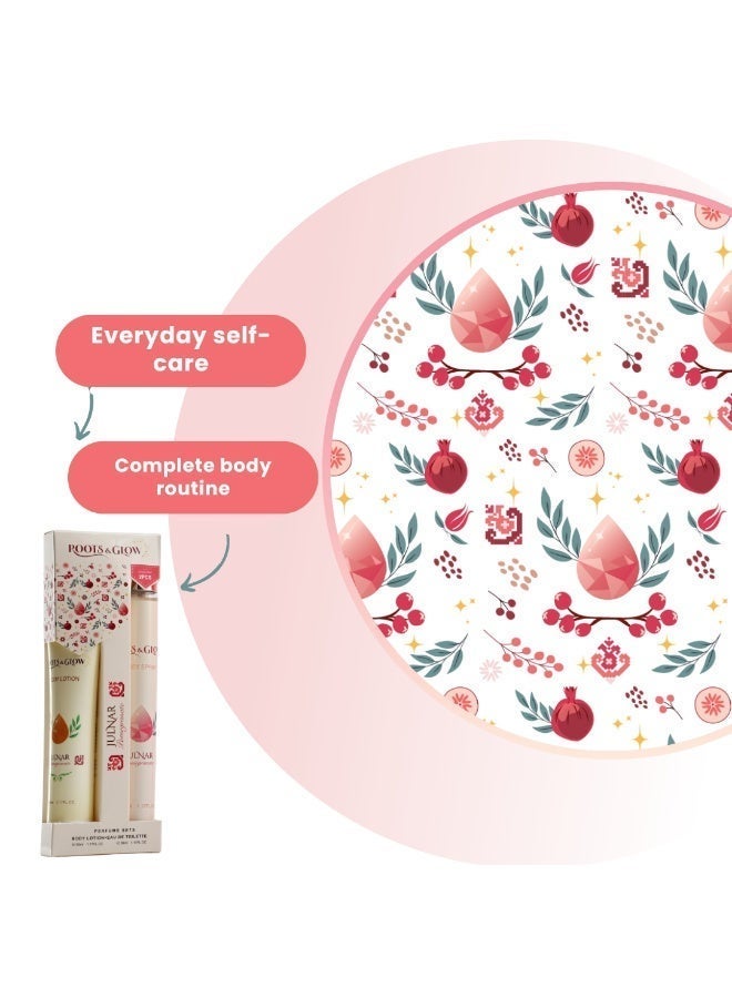 Roots & Glow Julnar Purse Set – Mini 35ml Body Mist & 35ml Body Lotion for Women – Pomegranate Scented Gift Set – Paraben-Free – Roots & Glow - Image 3