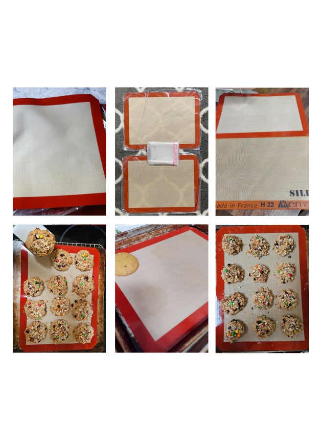 Thin 0.4mm Silicone Baking Suit Panel Baking Mat Thickened Copping Board Silicone Kneading Mat Biscuit Bag Silicone Baking Mat-Size:42*29.5cm-30 Circles Red  - Image 5