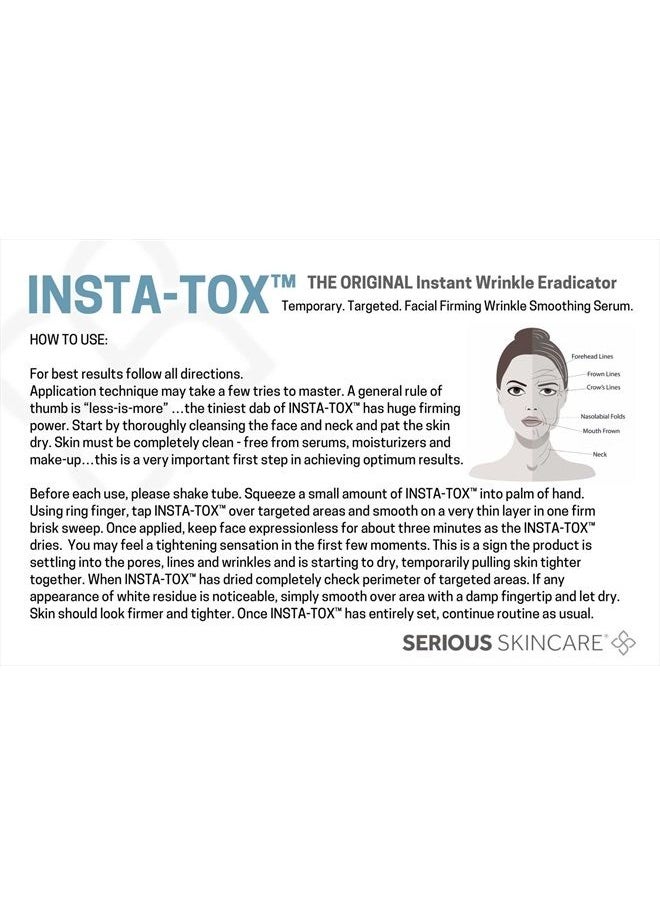 Serious Skincare - INSTA-TOX Instant Wrinkle Smoothing Serum - Improves appearance of Fine Lines & Wrinkles -Temporarily Tightens Skin - Instant Line Filler - Two .75 oz. Tubes (2Pack) - Image 1