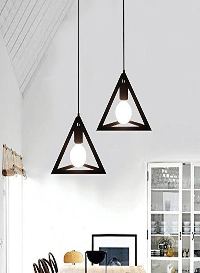 GreyWings Modern Triangle Hanging Pendant Light for Ceiling, Black Metal, Antique Décor, E-27 Holder, (Bulb is not Included) Pack of 2 - Image 1