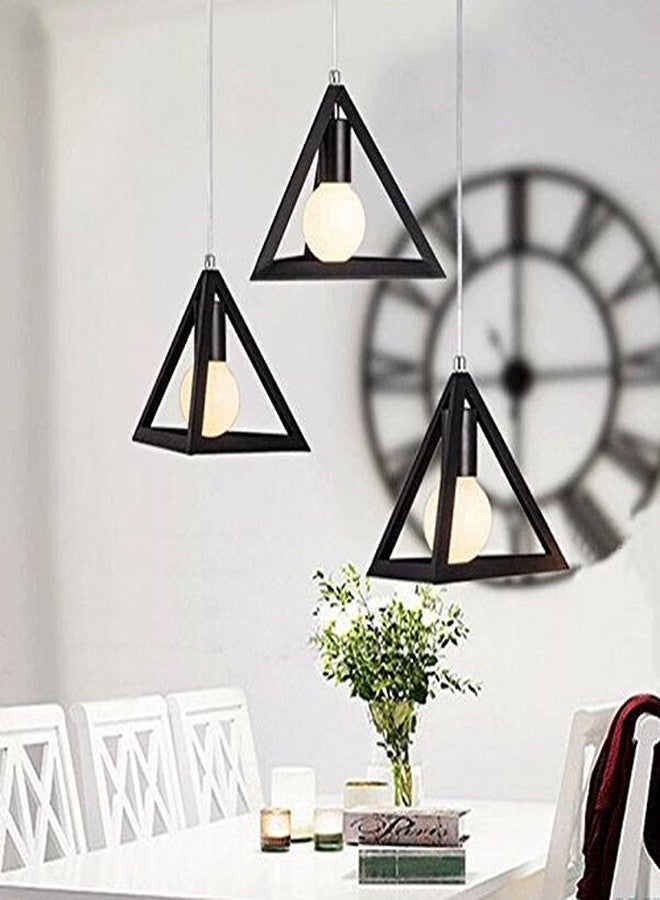 GreyWings Modern Triangle Hanging Pendant Light for Ceiling, Black Metal, Antique Décor, E-27 Holder, (Bulb is not Included) Pack of 2 - Image 3