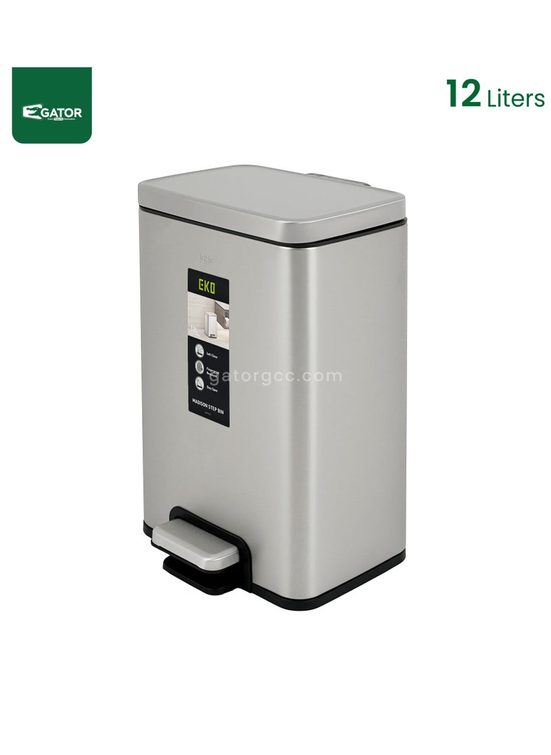 EKO EKO Stainless Steel Silver Pedal Trash Bin 12L Silver  - Image 1