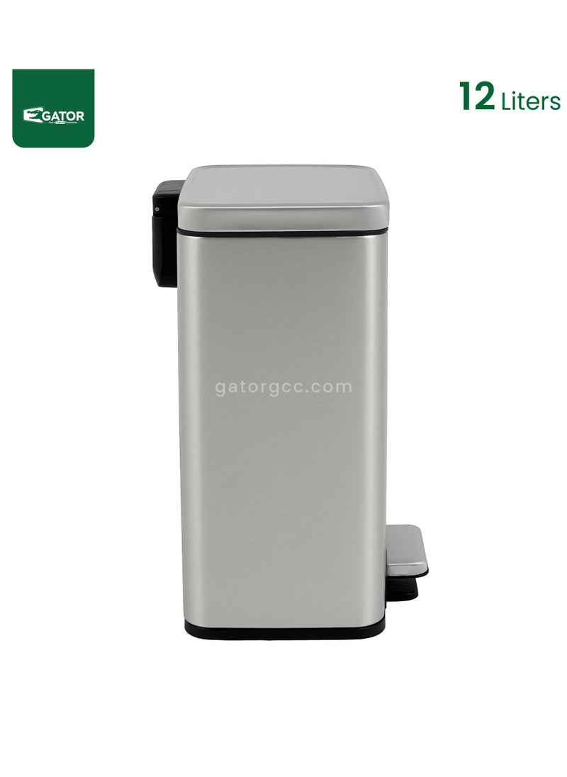 EKO EKO Stainless Steel Silver Pedal Trash Bin 12L Silver  - Image 3