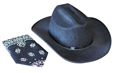 Aeromax Junior Cowboy Hat with Bandanna, Black - Image 1