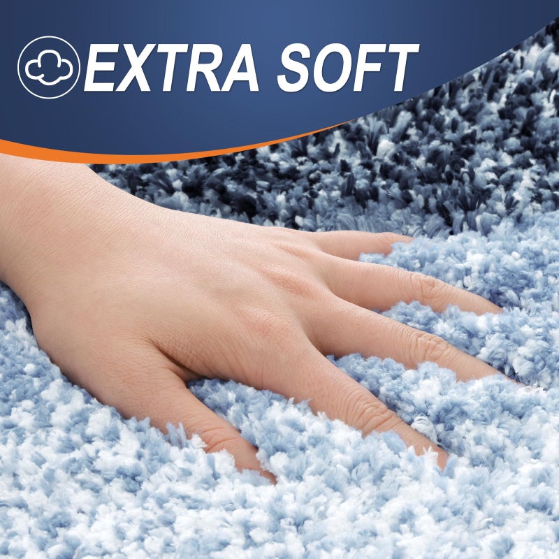 OLANLY Bathroom Rugs Sets 3 Piece, Soft Absorbent Microfiber Bath Mats and U-Shaped Contour Toilet Rug, Plush Shaggy Bath Mat Set for Bathroom (30"x20"+24"x16"+24"x20", Dark Blue) - Image 4