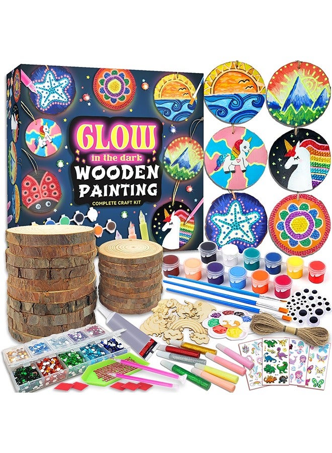 Beauenty Kids Wooden Painting Kit-Glow in The Dark-Arts & Crafts Gifts for Boys Girls Ages 3+ Birthday Craft Activities Kits - Creative Art Toys for 3+ Year Old Kids - Image 1