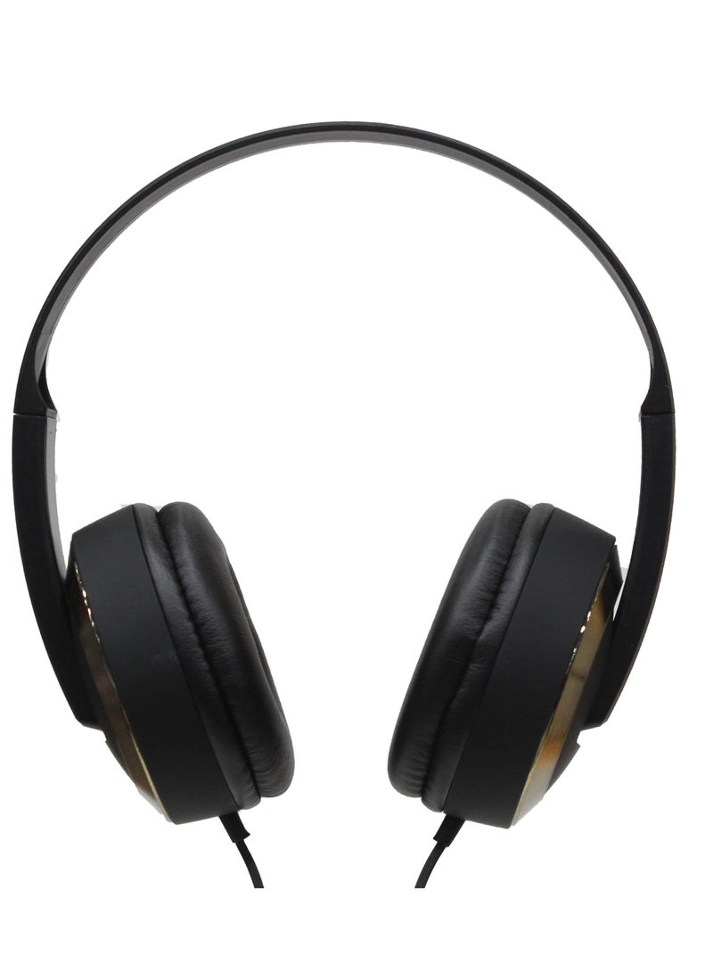 KAYAN KN-829 Stereo HiFi Headphones with 3.5mm Jack – Lightweight Wired Over-Ear Headset with Extra Bass, Comfort Fit, and Hi-Res Audio – Black/Gold - Image 4