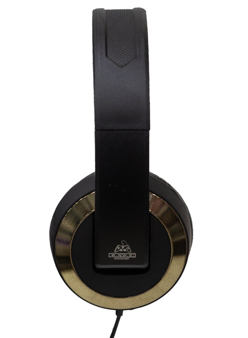 KAYAN KN-829 Stereo HiFi Headphones with 3.5mm Jack – Lightweight Wired Over-Ear Headset with Extra Bass, Comfort Fit, and Hi-Res Audio – Black/Gold - Image 5