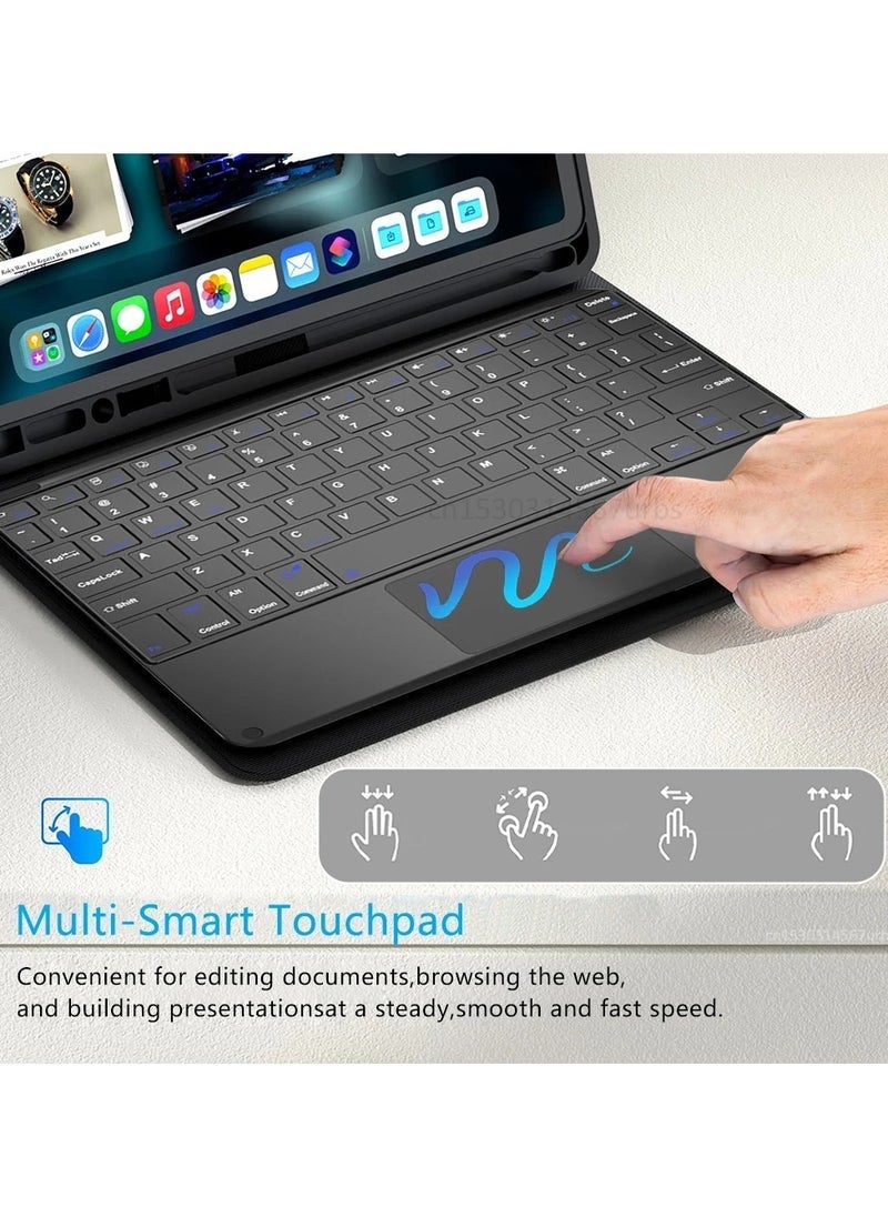 iPad Pro 11" (2024) M4 Wireless Keyboard Case with Touchpad – Magnetic Detachable Keyboard, Smart Folio Cover with Stand, Multi-Gesture Trackpad, Slim Lightweight Protective Case, Auto Wake/Sleep Function