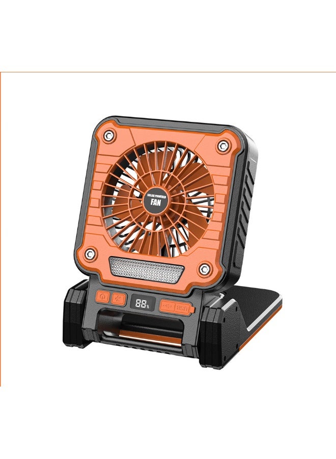 NIBEMINENT Solar Camping Fan Light - USB Rechargeable Outdoor Tent Atmosphere Lantern