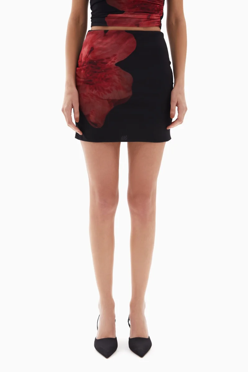Wecre8 Mini Black Floral Skirt By WECRE8