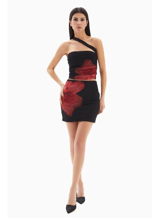 Wecre8 Mini Black Floral Skirt