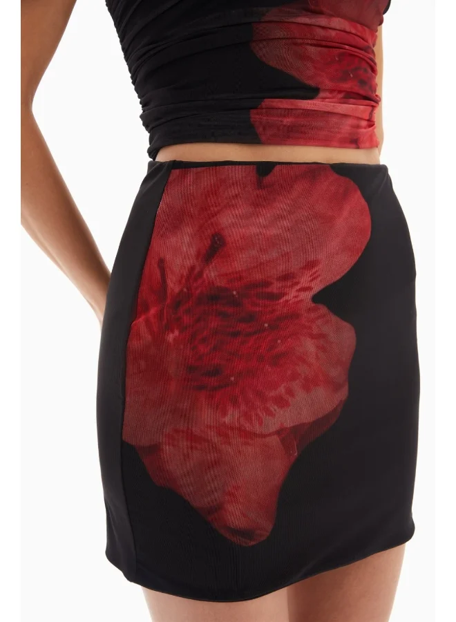 Wecre8 Mini Black Floral Skirt