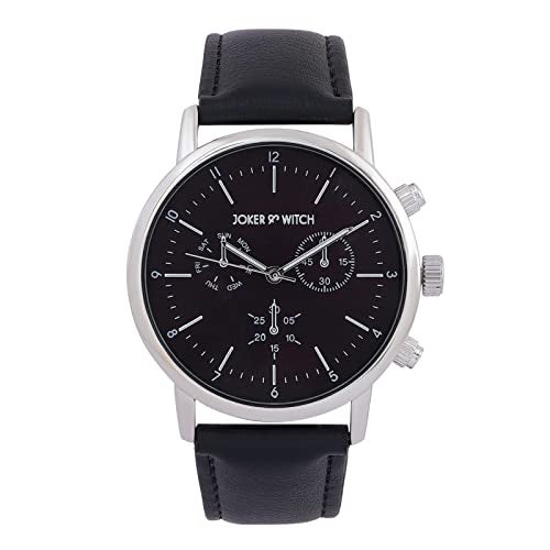 Joker & Witch Dracary 42mm Black Dial 20mm Black Faux Leather Watch for Men - Image 1