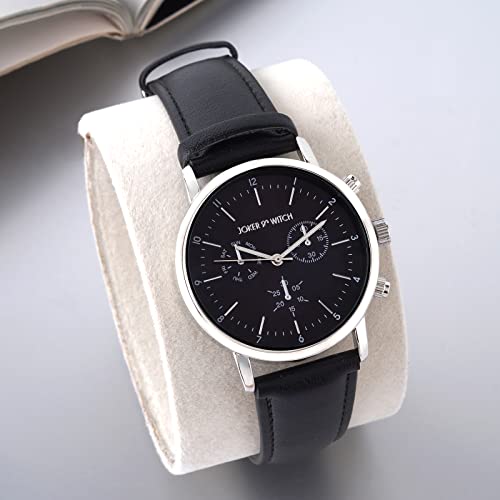 Joker & Witch Dracary 42mm Black Dial 20mm Black Faux Leather Watch for Men - Image 2