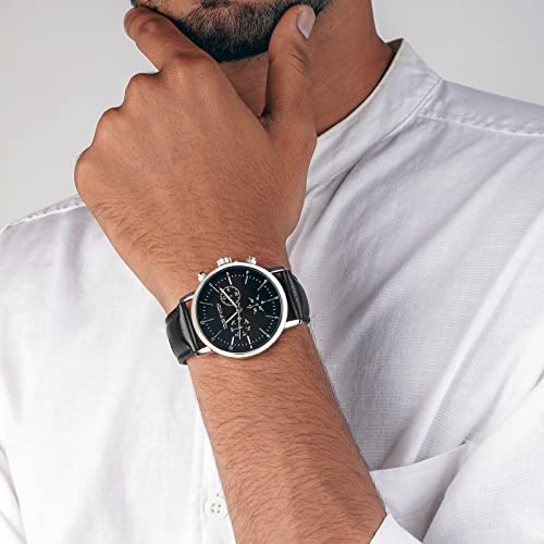 Joker & Witch Dracary 42mm Black Dial 20mm Black Faux Leather Watch for Men - Image 3