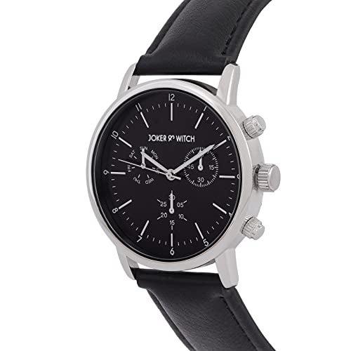 Joker & Witch Dracary 42mm Black Dial 20mm Black Faux Leather Watch for Men - Image 4