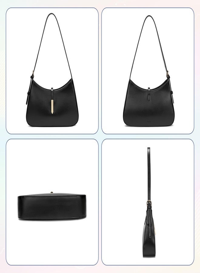Keyli حقيبة كتف عصرية كيلي للنساء من جلد نباتي حقائب كروس بودي حقائب هوبو مع حزام قابل للتعديل باللون الأسود - Image 5