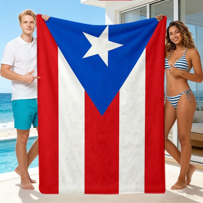 Puerto Rican Flag Fleece Throw Blanket 40x50 Inch Warm Soft Stripes Stars - Image 2