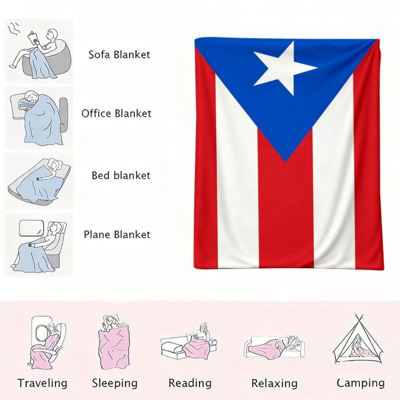 Puerto Rican Flag Fleece Throw Blanket 40x50 Inch Warm Soft Stripes Stars - Image 4