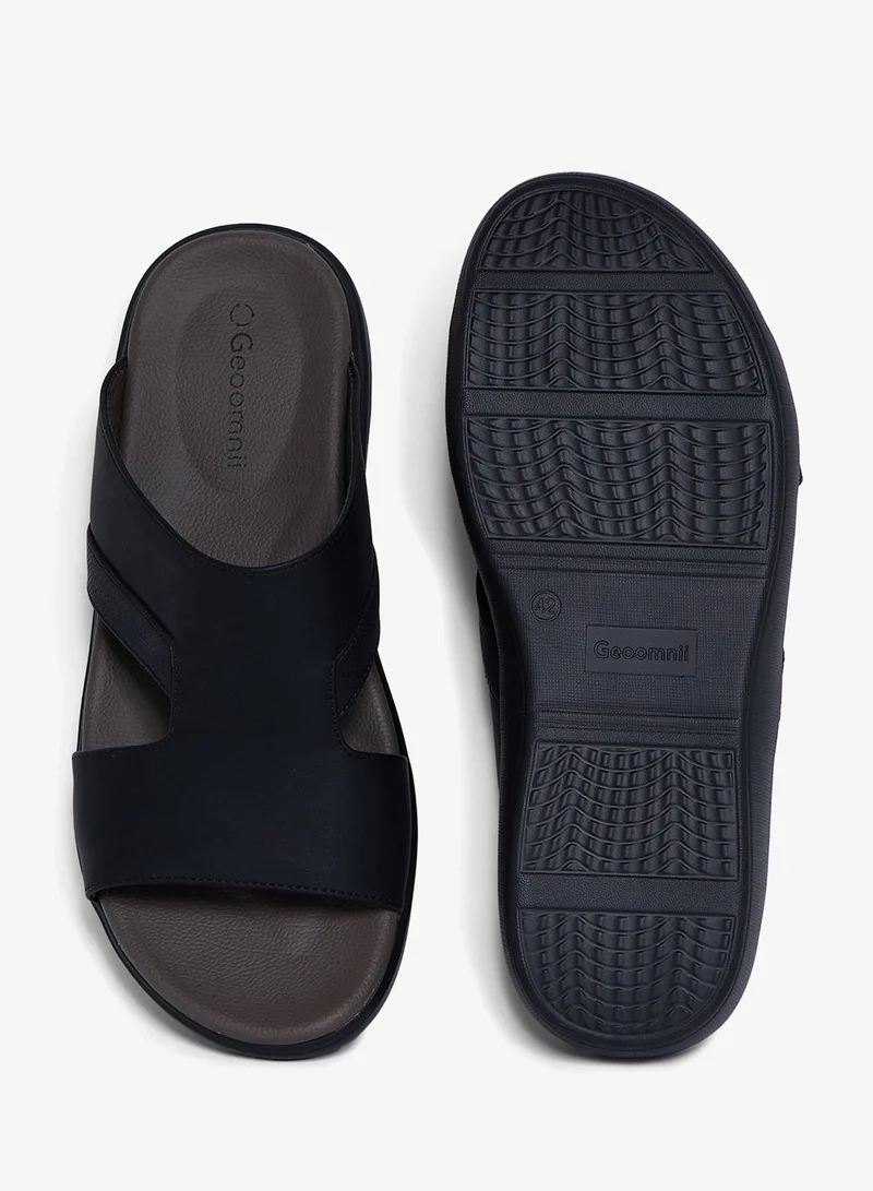 Geoomnii BLACK Geoomnii Men’s Arabic Sandals – Comfortable Casual Leather Slide Sandals for Everyday Wear for Men | Best Price UAE