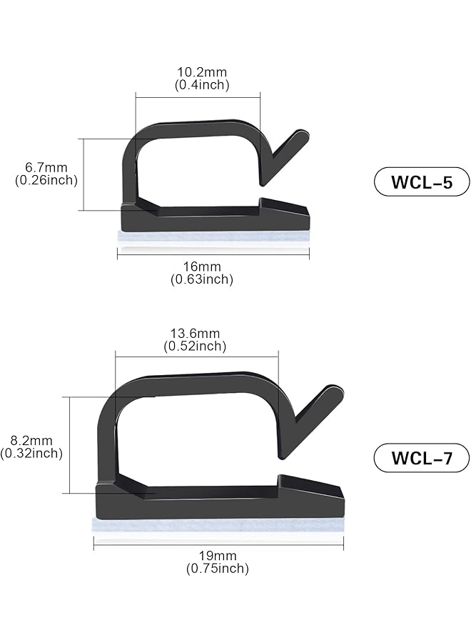 erorex 3 4” Adhesive Cable Wire Clips Black 60Pcs Cable Staples Outdoor Cable Management Wire Organizer Cord Holder For Under Desk Car Wall Tv Pc Ethernet Cable - Image 2