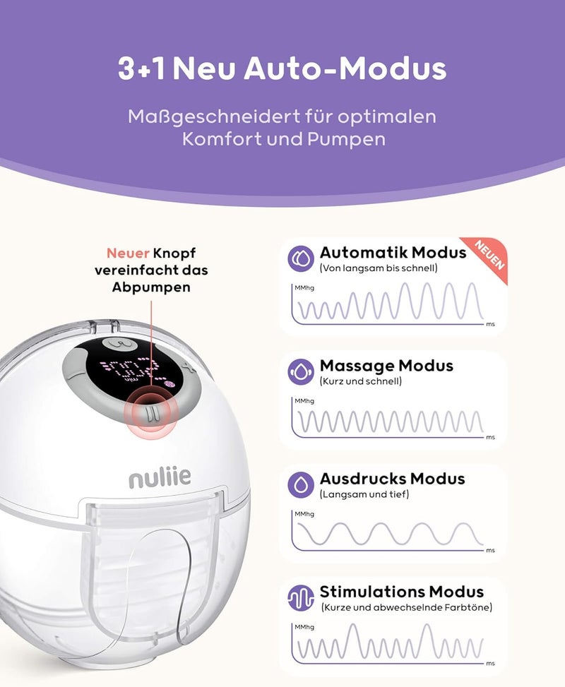 Wearable Breast Pump S32 - Portable Hands-Free Breast Pumps with 4 Modes and 9 Levels (2 Packs, Deep White) - Image 3