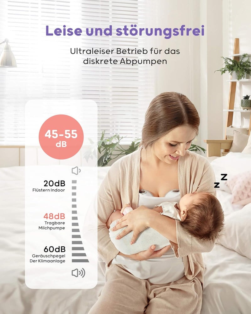 Wearable Breast Pump S32 - Portable Hands-Free Breast Pumps with 4 Modes and 9 Levels (2 Packs, Deep White) - Image 5