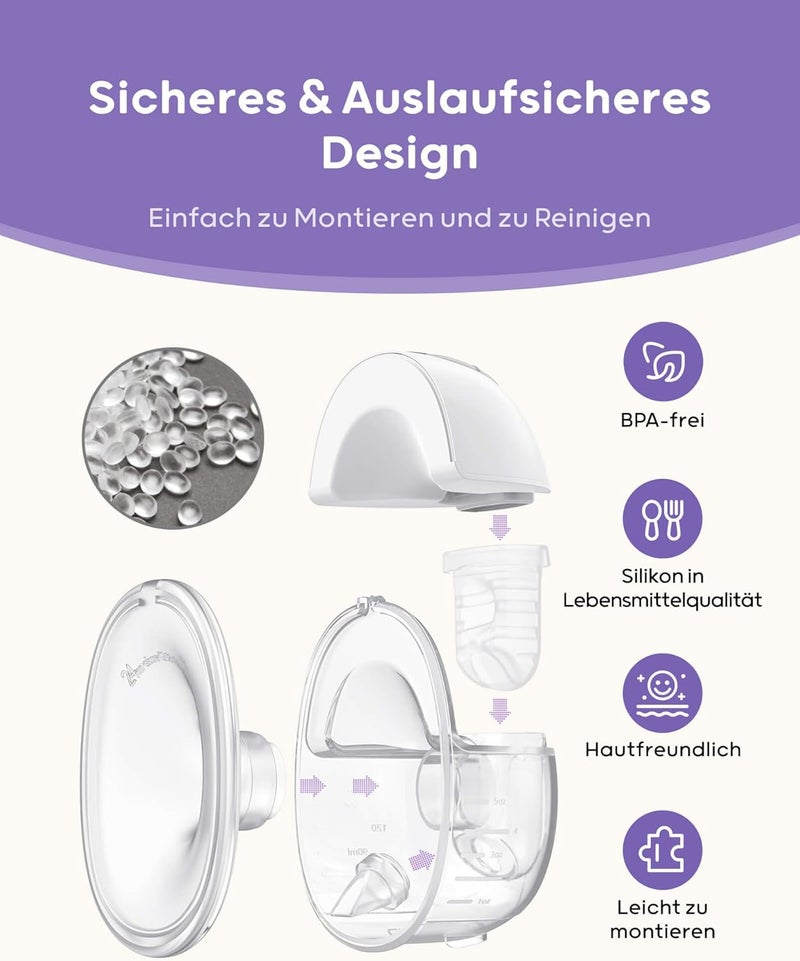 Wearable Breast Pump S32 - Portable Hands-Free Breast Pumps with 4 Modes and 9 Levels (2 Packs, Deep White) - Image 4