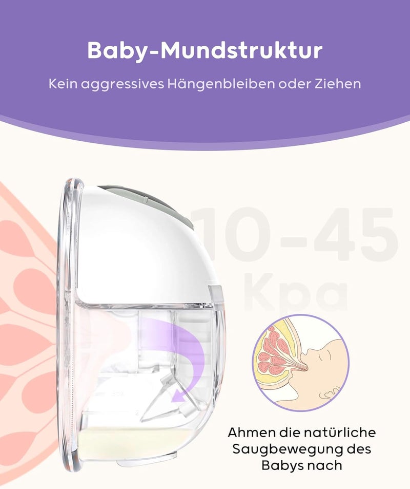 Wearable Breast Pump S32 - Portable Hands-Free Breast Pumps with 4 Modes and 9 Levels (2 Packs, Deep White) - Image 2