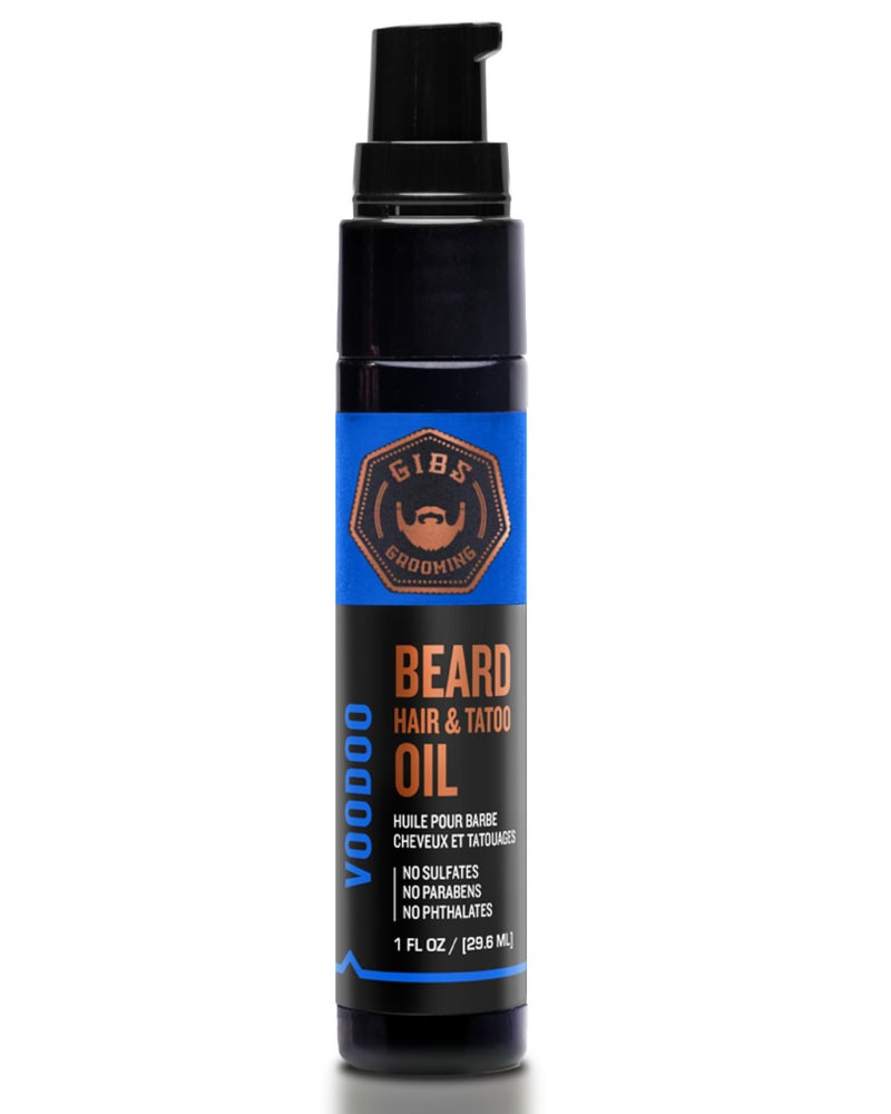 GIBS Grooming - Voodoo Prince Beard, Hair & Tattoo Oil (1 fl oz) - Softens, Strengthens, Protects - Skin Moisturizer - Vitamin C, UV Shield, Travel Safe - Beard Oil, Hair Care, Skin Care - Made in USA - Image 1