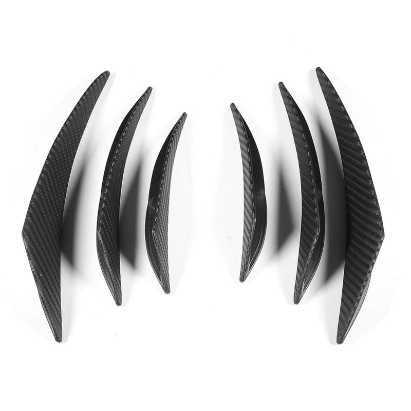 6Pcs Car Canards Front Bumper Spoiler Carbon Fiber Texture Front Bumper Lip Splitter Fins Bumper Diffuser Body Spoiler Kit