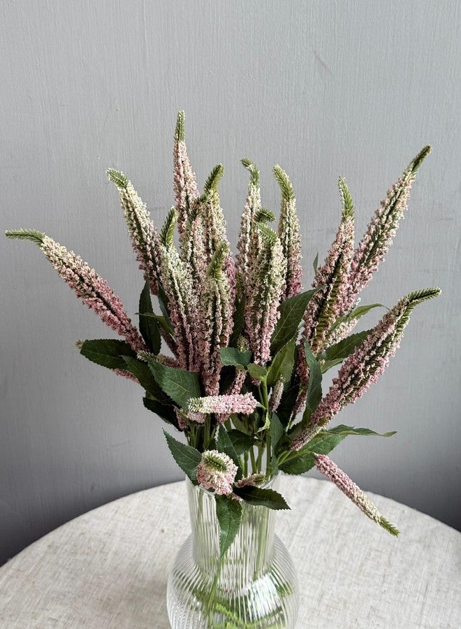 QFSH 9Pcs Artificial Sage Plants Faux Salvia Flower Bouquet for Home Decor Kitchen Wedding Party Indoor Outdoor Decoration 18.5'' (Pink) - Image 2