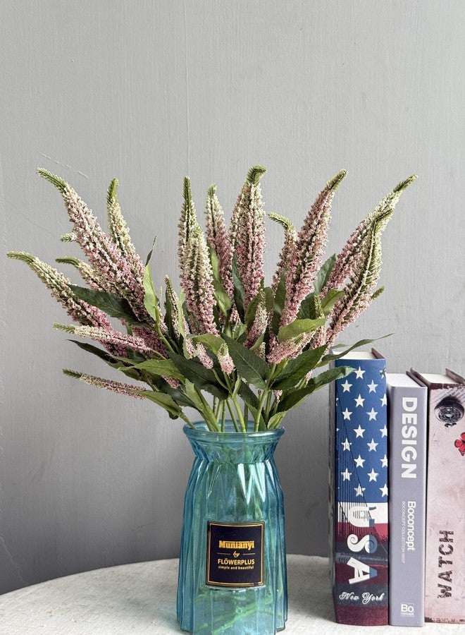 QFSH 9Pcs Artificial Sage Plants Faux Salvia Flower Bouquet for Home Decor Kitchen Wedding Party Indoor Outdoor Decoration 18.5'' (Pink) - Image 1