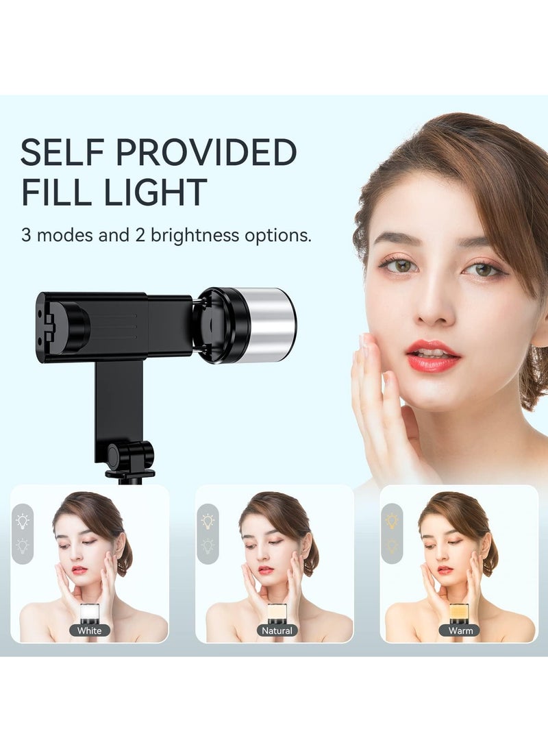SNW - Bluetooth Selfie Stick Tripod with Light Filling, 3-in-1 Expandable Aluminium Selfie Rod with Removable Wireless Remote Control, for iPhone 13/12/11 Pro/XS Max/XS/X/8/7, Samsung Smartphones (White) - Image 1