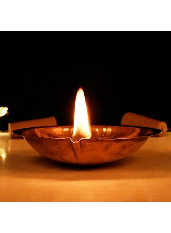 DOKCHAN Copper Akhand Diya (Size 1) -25 Gm | High Quality Oil Lamp for Daily Puja, Rituals, Home, Office & Temples Festive Gifts | Copper Diya for Home Decor (2cm H x 8cm L) - Image 1