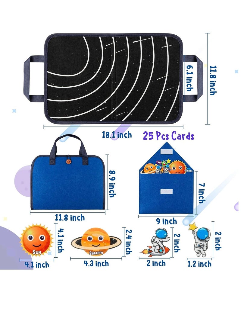 XICEN - 25pcs Outer Space Felt Board Toy Travel Portable Board Game Universe Solar System Planets Astronaut Themed Storytelling Board Preschool Early Learning Interactive Play Kit for Toddlers - Image 1