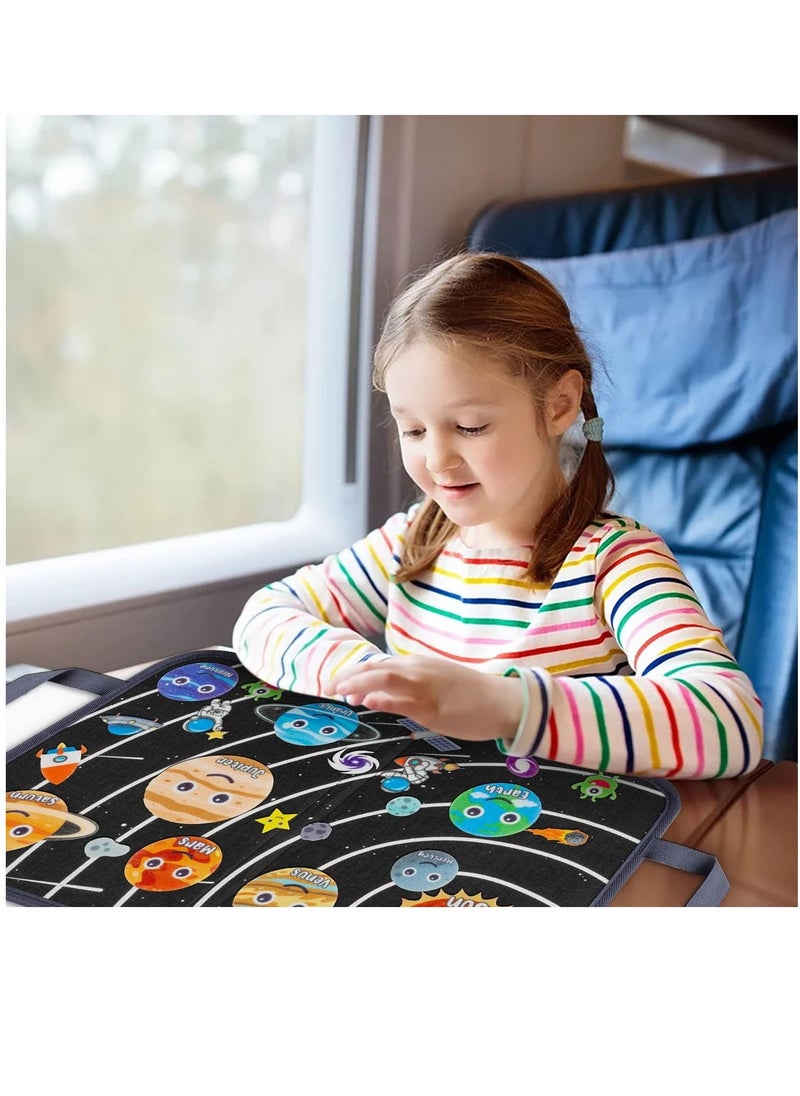 XICEN - 25pcs Outer Space Felt Board Toy Travel Portable Board Game Universe Solar System Planets Astronaut Themed Storytelling Board Preschool Early Learning Interactive Play Kit for Toddlers - Image 1