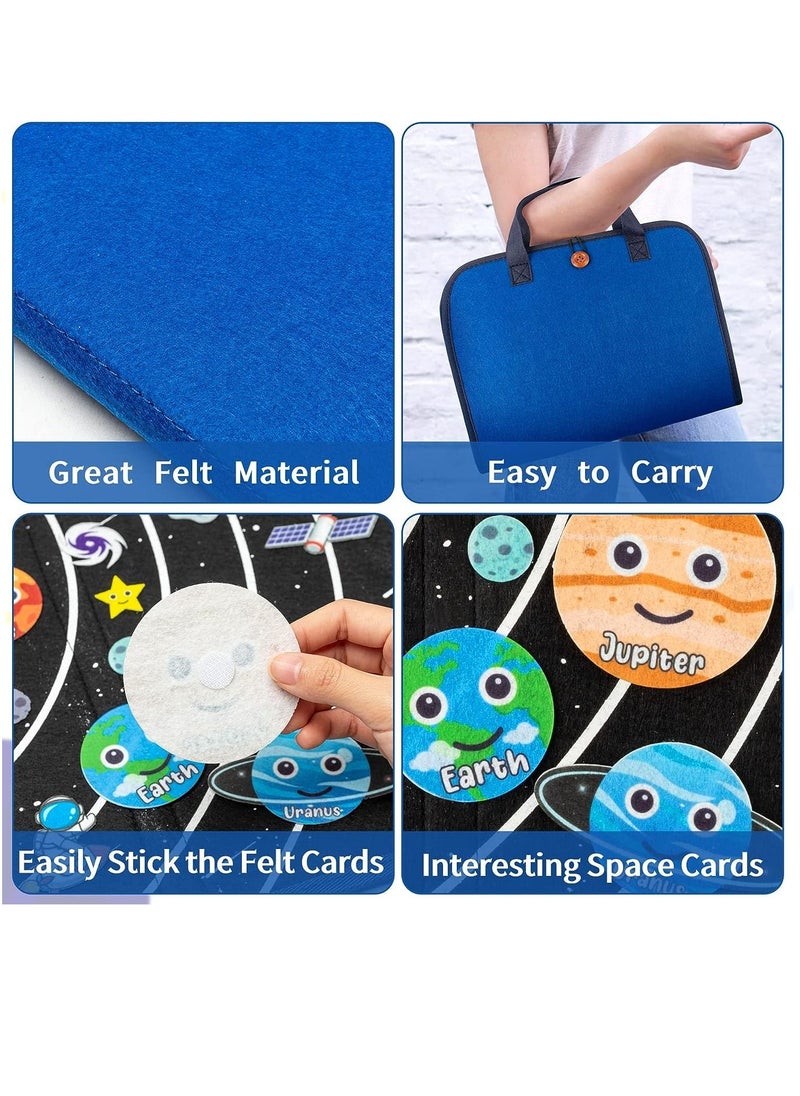 XICEN - 25pcs Outer Space Felt Board Toy Travel Portable Board Game Universe Solar System Planets Astronaut Themed Storytelling Board Preschool Early Learning Interactive Play Kit for Toddlers - Image 1