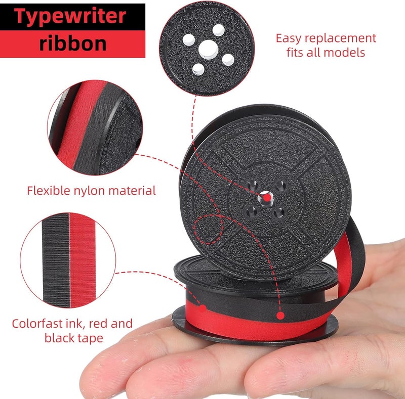 Vintage Typewriter Ribbon Easy Installation Double Ink Color Ribbon Nylon Material for Office and Mechanical Typewriters Red Black - Image 3