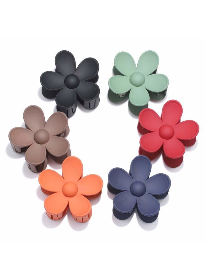 BVGA Big Hair Claw Clips Matte Flower Hair Clips Non Slip Cute Hair Catch Barrettes Jaw Clamps 6 Colors for Medium Thick Hair Women Girls 6PCS Holiday Gifts - Image 1
