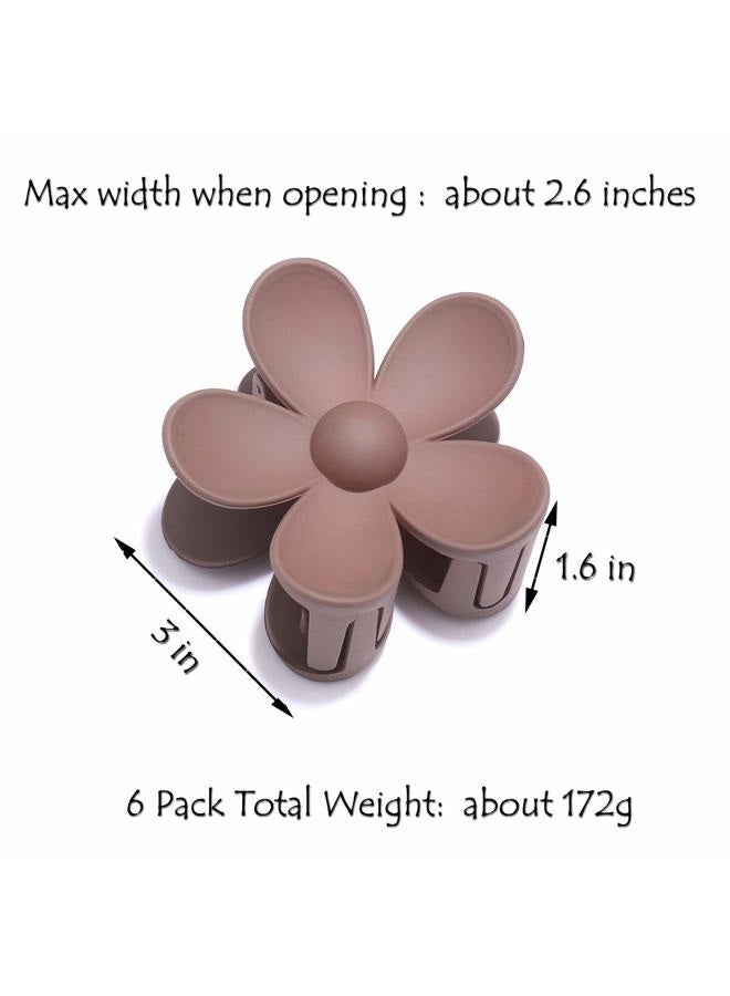 BVGA Big Hair Claw Clips Matte Flower Hair Clips Non Slip Cute Hair Catch Barrettes Jaw Clamps 6 Colors for Medium Thick Hair Women Girls 6PCS Holiday Gifts - Image 4