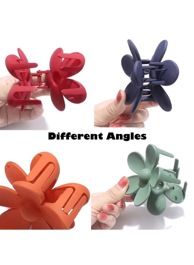 BVGA Big Hair Claw Clips Matte Flower Hair Clips Non Slip Cute Hair Catch Barrettes Jaw Clamps 6 Colors for Medium Thick Hair Women Girls 6PCS Holiday Gifts - Image 5