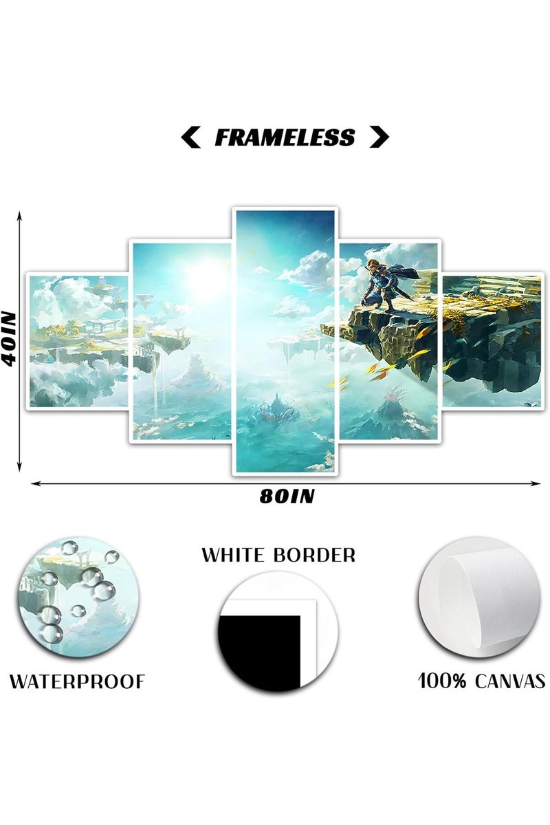 EMODA gaming Canvas wall art tears of the kingdom video game wrap Framed Canvas wall art set of 5 un (60x120 cm) - Image 3