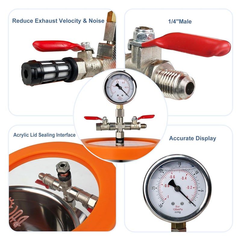BACOENG Universal Vacuum Chamber Series: 2 Quart Stainless Steel Vacuum Chamber Kit, Vacuum Degassing Chamber for Resin, Silicone and Epoxies - Image 4
