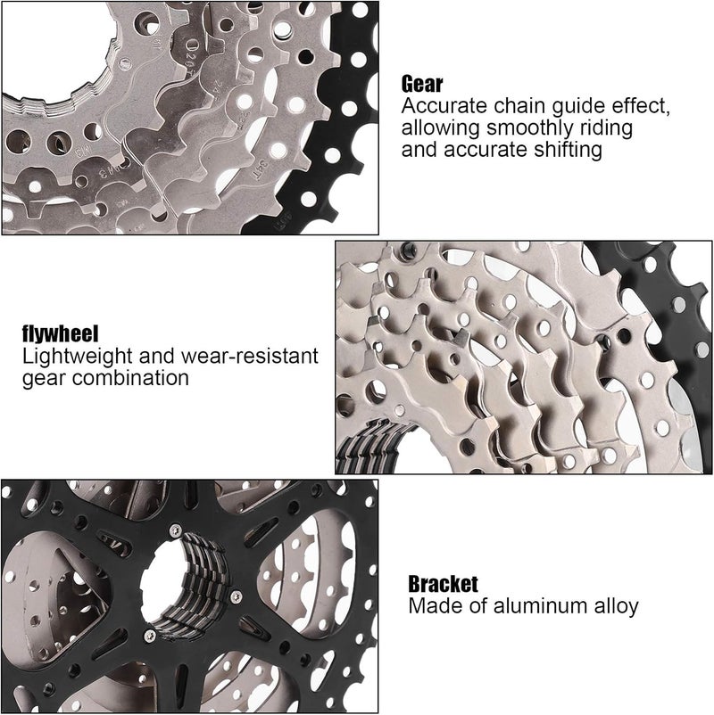 cheekyglo 8 Speed Freewheel, 11‑40T Bike Sprocket Silver Black - Image 3