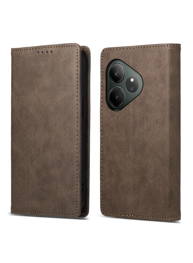 S-TOP Case For Realme GT 6 Global Business Solid Color Magnetic RFID Leather Phone Case - Image 1