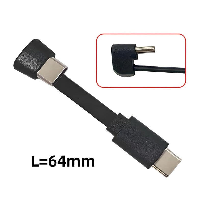 كابل تمديد USB-C مسطح فائق النحافة من نوع C ذكر إلى أنثى، كابل بيانات USB2.0 بقدرة 65 واط، شكل U معكوس بزاوية خلفية، شحن سريع لأجهزة الكمبيوتر المحمول والتابلت والهاتف - Image 2