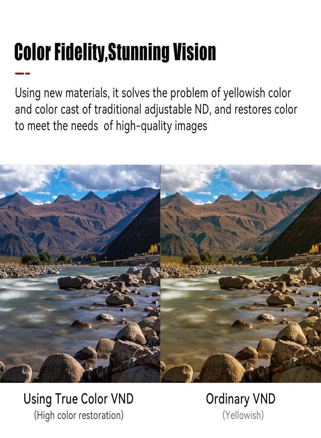 7artisans True Color VND Adjustable Neutral Density Filter 2-5 Levels/6-9 Levels Adjustable VND67mm/72mm/77mm/82mm Neutral Density Polarized Filter for Camera Lens Movie Video Filter Portrait - Image 4